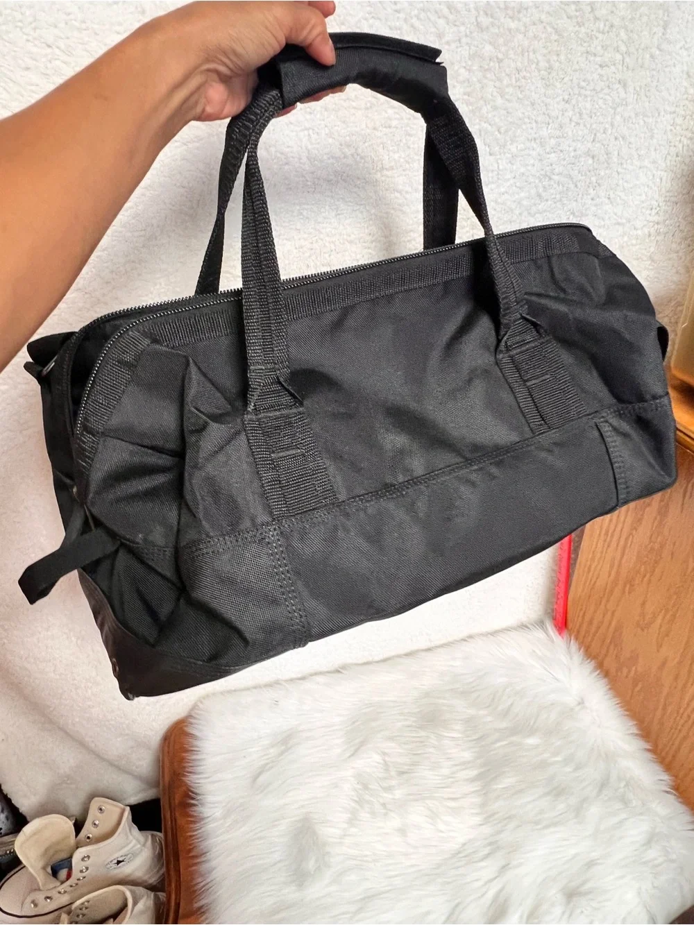 Carhartt Black Duffel with Shoulder Strap and Patch Detail